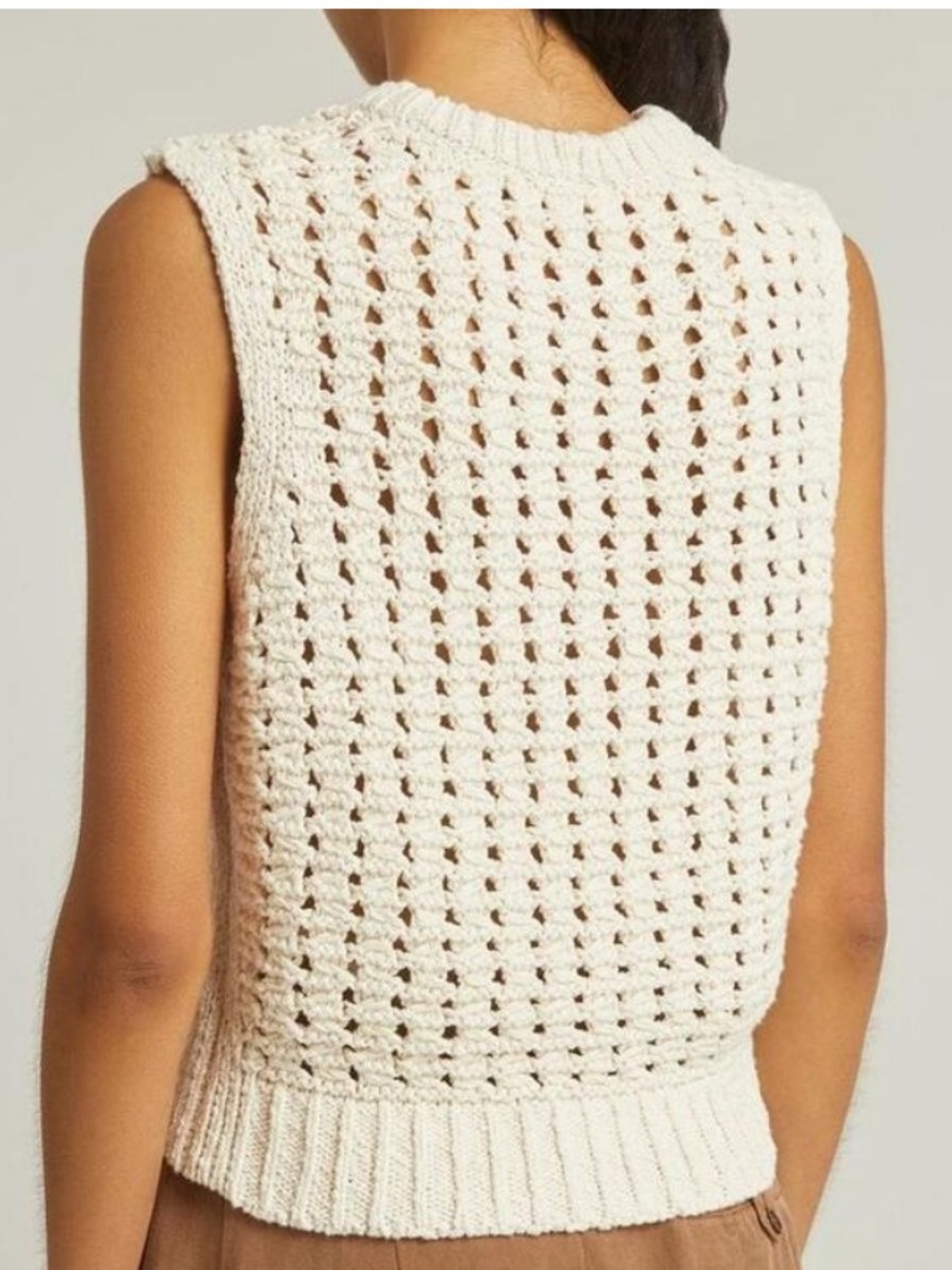 FRAME Tape Yarn Sleeveless Sweater Vest Tank Off White/Cream - Picture 8 of 8